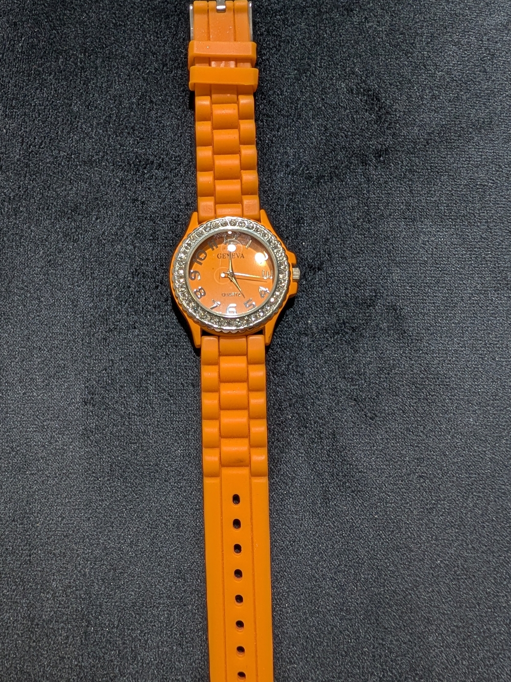 Geneva Orange Silicone Fashion Watch with Crystal Bezel Untested